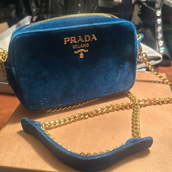 Blue velvet prada bag bought at saks - Picture 2 of 5